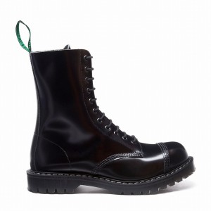 Solovair 11 Eye Steel Toe Miesten Derby Saappaat Mustat | SC11-1980-BK-G-060