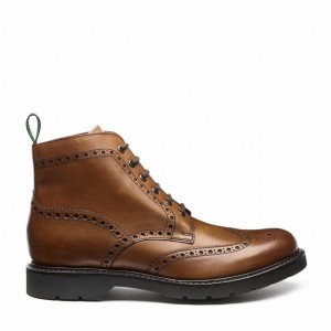 Solovair 6 Eye Derby Miesten Brogue Saappaat Ruskea | LS6-019-TAN-B-060