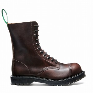 Solovair Gaucho Crazy Horse 11 Eye Steel Toe Miesten Derby Saappaat Ruskea | SC11-1980-CH-G-060