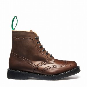 Solovair Gaucho Crazy Horse 6 Eye Naisten Brogue Saappaat Ruskea | S6-019-CH-G-030