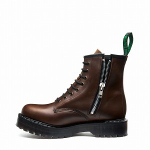 Solovair Gaucho Crazy Horse 8 Eye Zipped Platform Naisten Derby Saappaat Ruskea | S8-551-CH-ZIP-HIGH-G-030