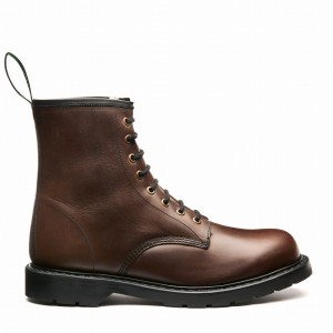 Solovair Gaucho Crazy Horse Shearling Lined 8 Eye Miesten Derby Saappaat Ruskea | LS8-551-CH-SHE-B-055