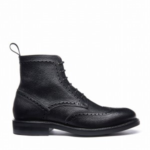 Solovair Grain-Calf 6 Eye Derby Miesten Brogue Saappaat Mustat | 019-BK-CC-065