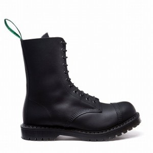 Solovair Greasy 11 Eye Steel Toe Miesten Derby Saappaat Mustat | SC11-1980-BG-G-060