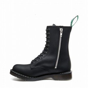 Solovair Greasy 11 Eye Zip Miesten Derby Saappaat Mustat | S11-981-BG-ZIP-G-030