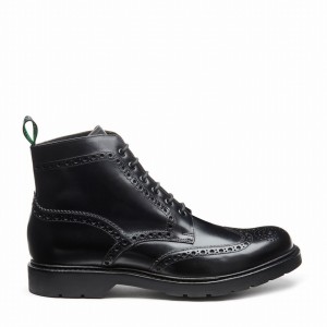 Solovair Greasy 6 Eye Derby Miesten Brogue Saappaat Mustat | LS6-019-BG-B-060