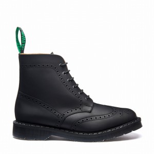 Solovair Greasy 6 Eye Naisten Brogue Saappaat Mustat | S6-019-BG-G-030