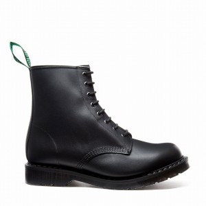 Solovair Greasy 8 Eye Miesten Derby Saappaat Mustat | S8-551-BG-G-030