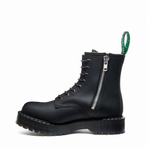 Solovair Greasy 8 Eye Zipped Platform Naisten Derby Saappaat Mustat | S8-551-BG-ZIP-HIGH-G-030