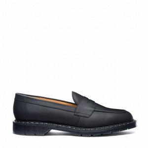Solovair Greasy Penny Miesten Loafers Mustat | S0-970-BG-G-030