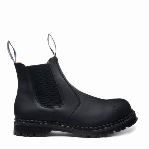 Solovair Greasy Steel Toe Capped Miesten Dealer Saappaat Mustat | GF0-1910-BG-040
