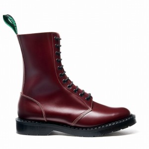 Solovair Hi-Shine 11 Eye Miesten Astronauti Saappaat Punainen | S11-969-OX-G-030