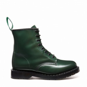 Solovair Hi-Shine 8 Eye Miesten Derby Saappaat Vihreä | S8-551-GN-G-030