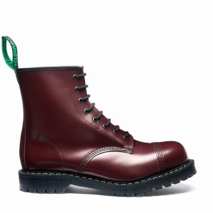 Solovair Hi-Shine 8 Eye Steel Toe Miesten Derby Saappaat Punainen | SC8-1550-CR-G-065