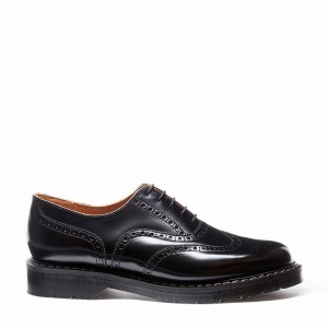 Solovair Hi-Shine English Naisten Brogue Kengät Mustat | S5-811-BK-G-030