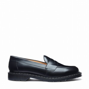Solovair Hi-Shine Penny Naisten Loafers Mustat | S0-970-BK-G-030