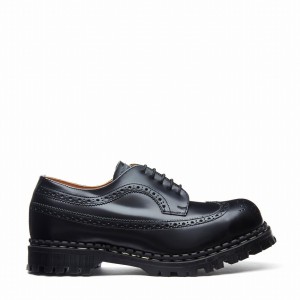 Solovair Hi-Shine Steel Toe American Naisten Brogue Kengät Mustat | GF5-1812-BK-040