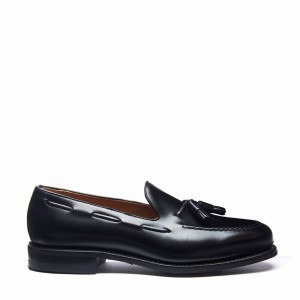 Solovair Hi-Shine Tassel Miesten Loafers Mustat | 130-131-065