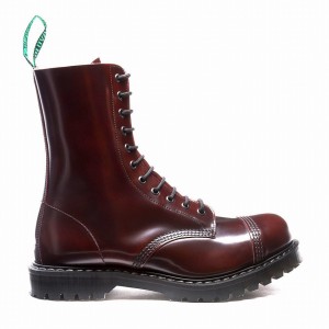 Solovair Rub-Off 11 Eye Steel Toe Miesten Derby Saappaat Viininpunainen | SC11-1980-BUR-G-060