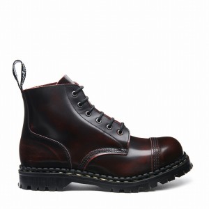 Solovair Rub-Off 6 Eye Steel Toe Capped Miesten Derby Saappaat Viininpunainen | GF6-1710-BUR-RO-030