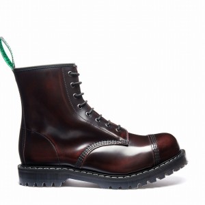 Solovair Rub-Off 8 Eye Steel Toe Miesten Derby Saappaat Viininpunainen | SC8-1550-BUR-G-060