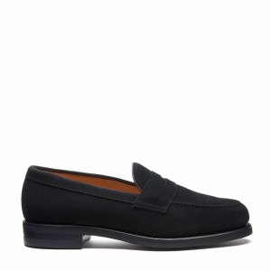 Solovair Suede Penny Miesten Loafers Mustat | 970-BK-SUE-060