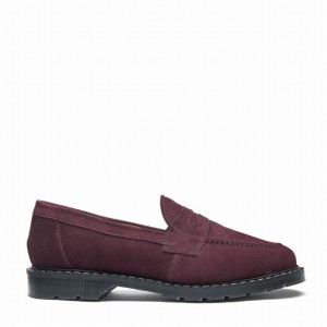 Solovair Suede Penny Miesten Loafers Viininpunainen | S0-970-AM-SUE-G-040