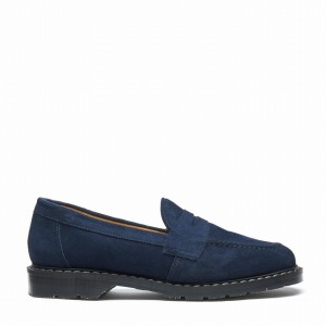 Solovair Suede Penny Naisten Loafers Laivastonsininen | S0-970-BL-SUE-G-040