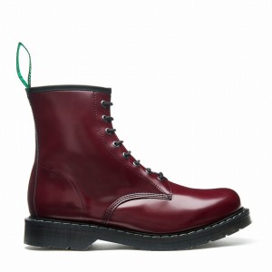 Solovair Vegan Hi-Shine 8 Eye Miesten Derby Saappaat Punainen | VS8-551-OX-VEG-G-040